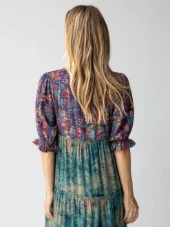 Natural Life Collette Tiered Maxi Dress - Navy Turquoise Floral -Natural Life Shop 484A8834