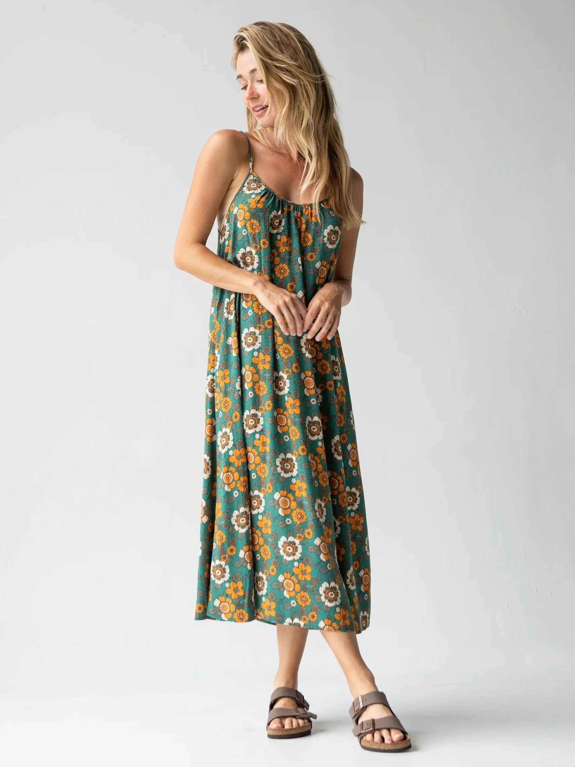 Natural Life Lizzie Midi Dress - Green Orange Floral 3 Natural Life Lizzie Midi Dress - Green Orange Floral