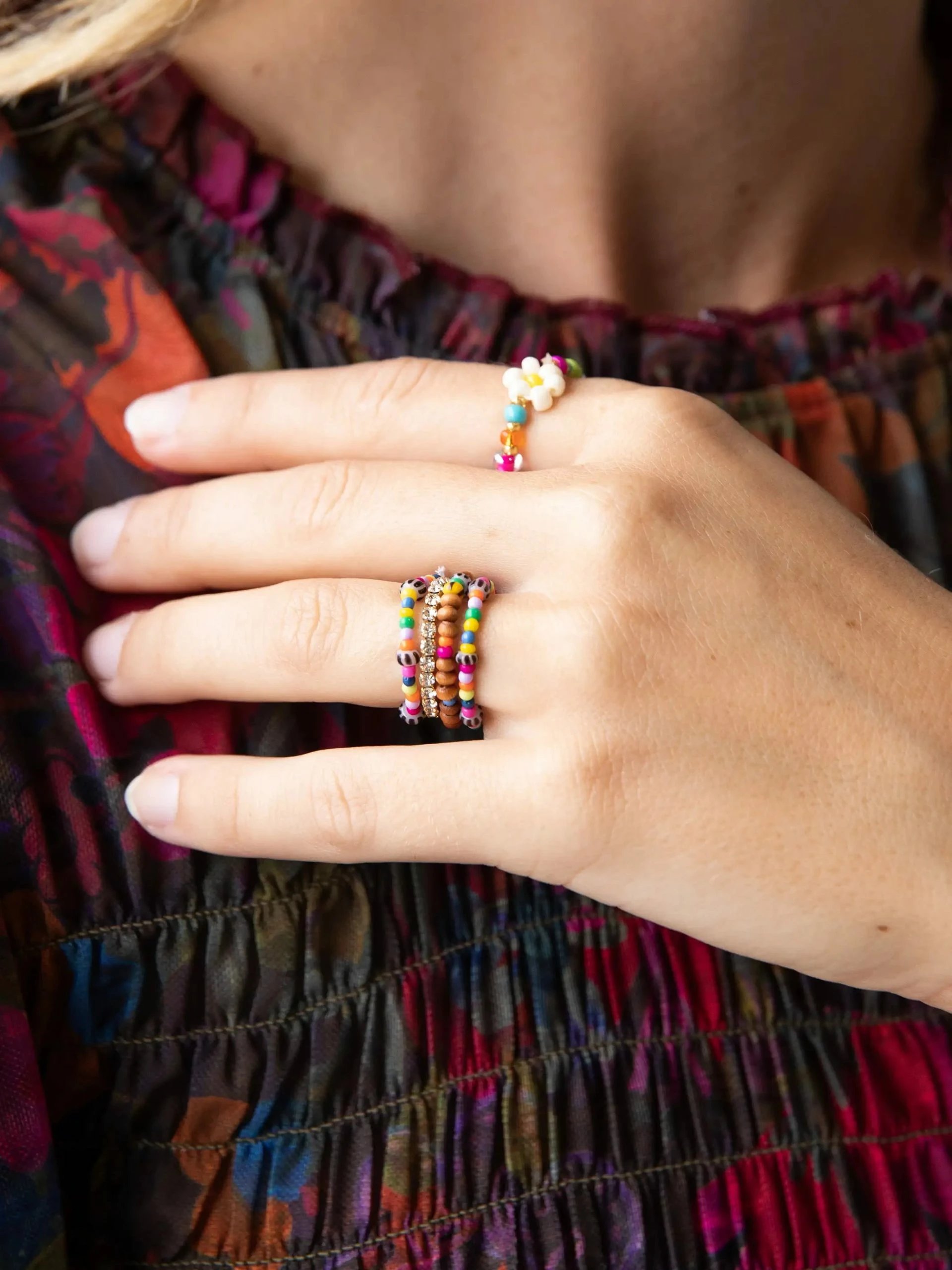 Natural Life Seed Bead Ring, Set Of 4 4 Natural Life Seed Bead Ring, Set Of 4 - Image 2