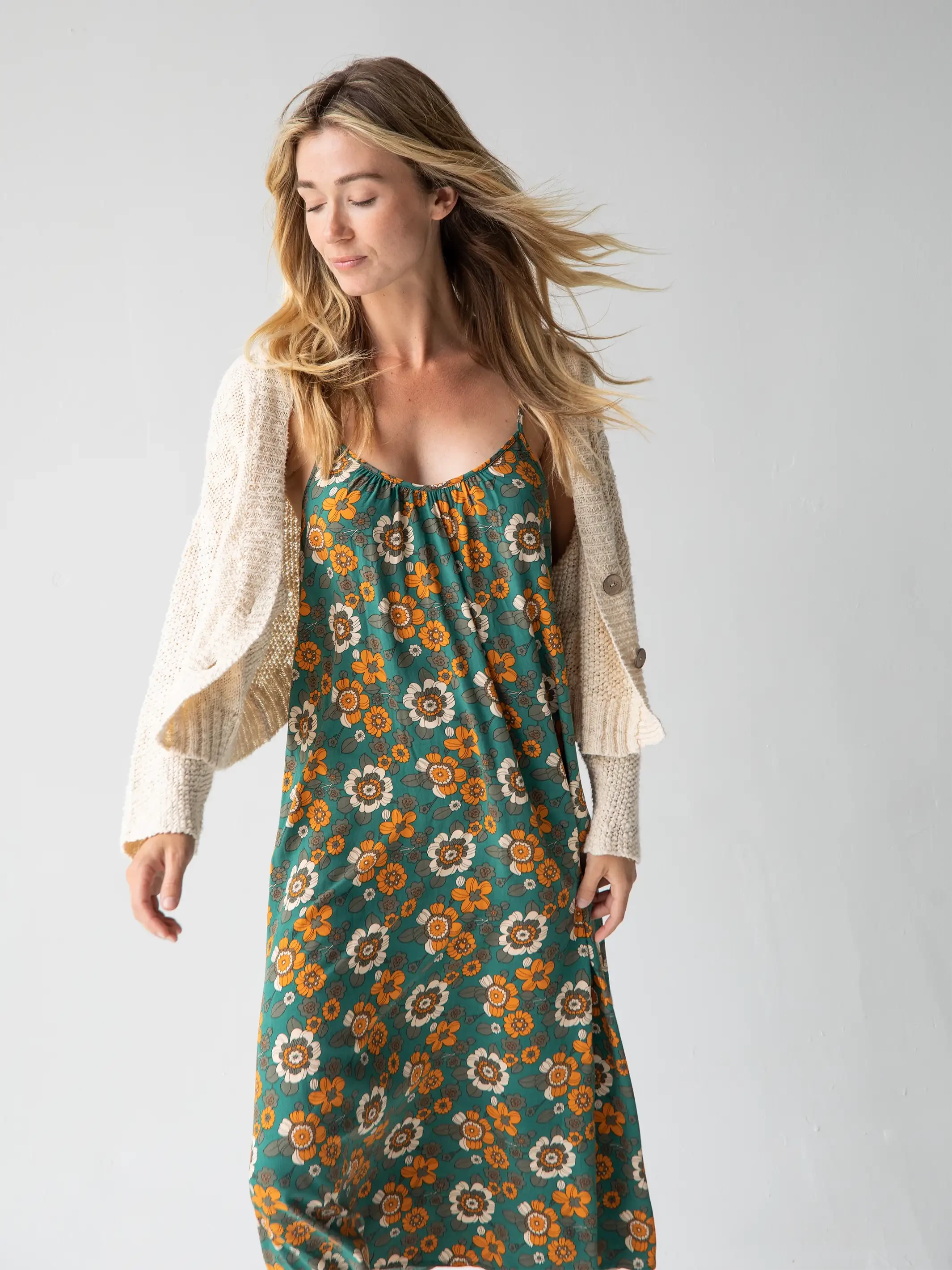 Natural Life Lizzie Midi Dress - Green Orange Floral 6 Natural Life Lizzie Midi Dress - Green Orange Floral - Image 4