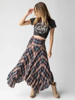 Natural Life Feelin' Alive Convertible Midi Skirt - Navy Plaid