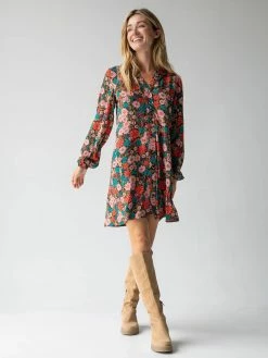 Natural Life Ansley Woven Tunic Shirt Dress - Coral Turquoise Floral -Natural Life Shop 484A8955