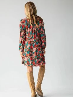 Natural Life Ansley Woven Tunic Shirt Dress - Coral Turquoise Floral -Natural Life Shop 484A8961