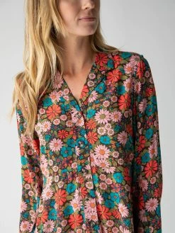 Natural Life Ansley Woven Tunic Shirt Dress - Coral Turquoise Floral -Natural Life Shop 484A8966