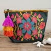 Natural Life Canvas Zip Pouch - Charcoal Folk Floral 2 Natural Life Canvas Zip Pouch - Charcoal Folk Floral -Natural Life Shop BAG000048 1