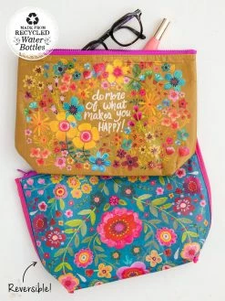 Natural Life Recycled Zipper Pouch - Makes You Happy