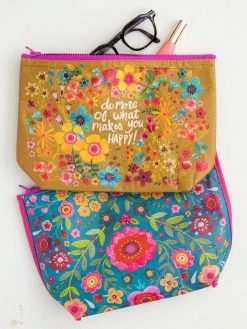 Natural Life Recycled Zipper Pouch - Makes You Happy -Natural Life Shop BAG000079 google