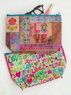 Natural Life Recycled Zipper Pouch - Love -Natural Life Shop BAG000080 google