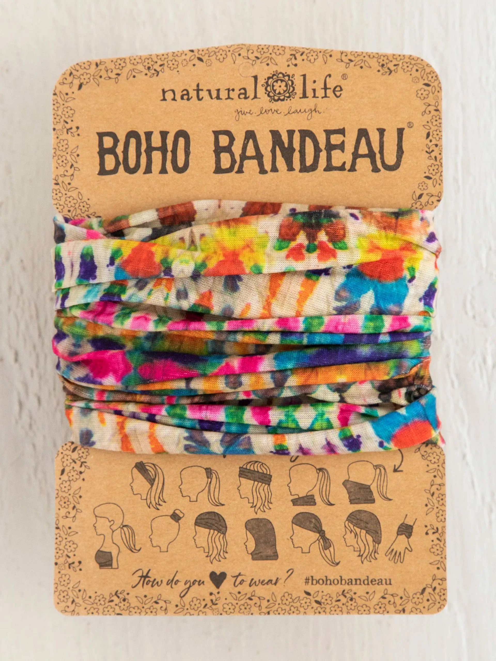 Natural Life Full Boho Bandeau® Headband - Fuchsia Marigold Tie-Dye 4 Natural Life Full Boho Bandeau® Headband - Fuchsia Marigold Tie-Dye - Image 2
