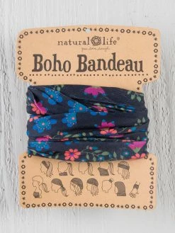 Natural Life Full Boho Bandeau® Headband - Black Green Ivy Floral