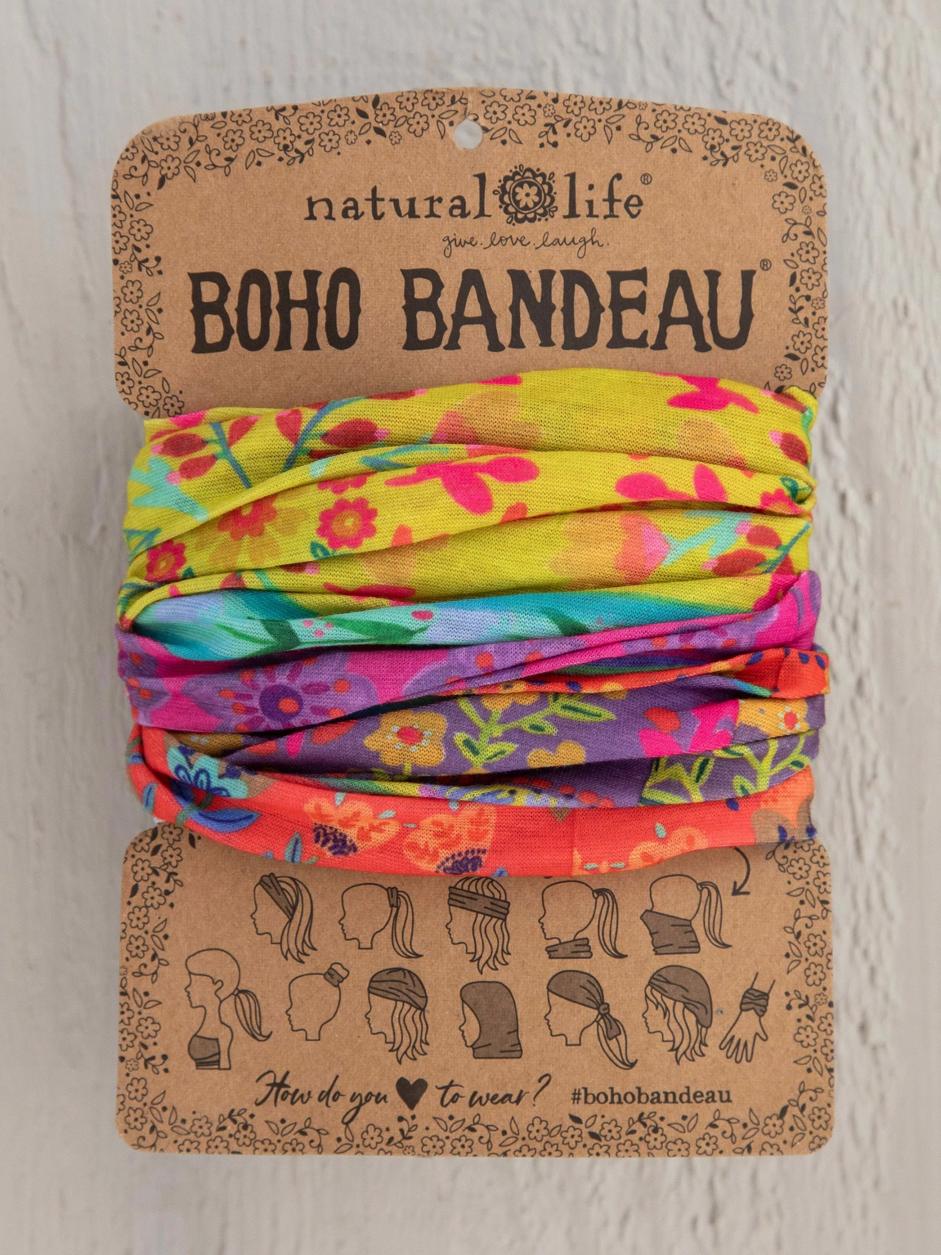 Natural Life Full Boho Bandeau® Headband - Lime Purple Borders 4 Natural Life Full Boho Bandeau® Headband - Lime Purple Borders - Image 2