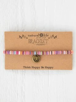 Natural Life Sequin Disc Charm Bracelet - Smiley -Natural Life Shop BRC219