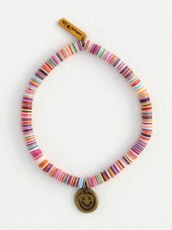 Natural Life Sequin Disc Charm Bracelet - Smiley