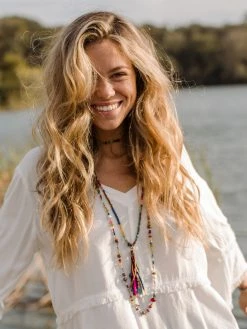 Natural Life Boho Glass & Pearl Beaded Necklace - Multicolor -Natural Life Shop Boho Beaded Necklace A1