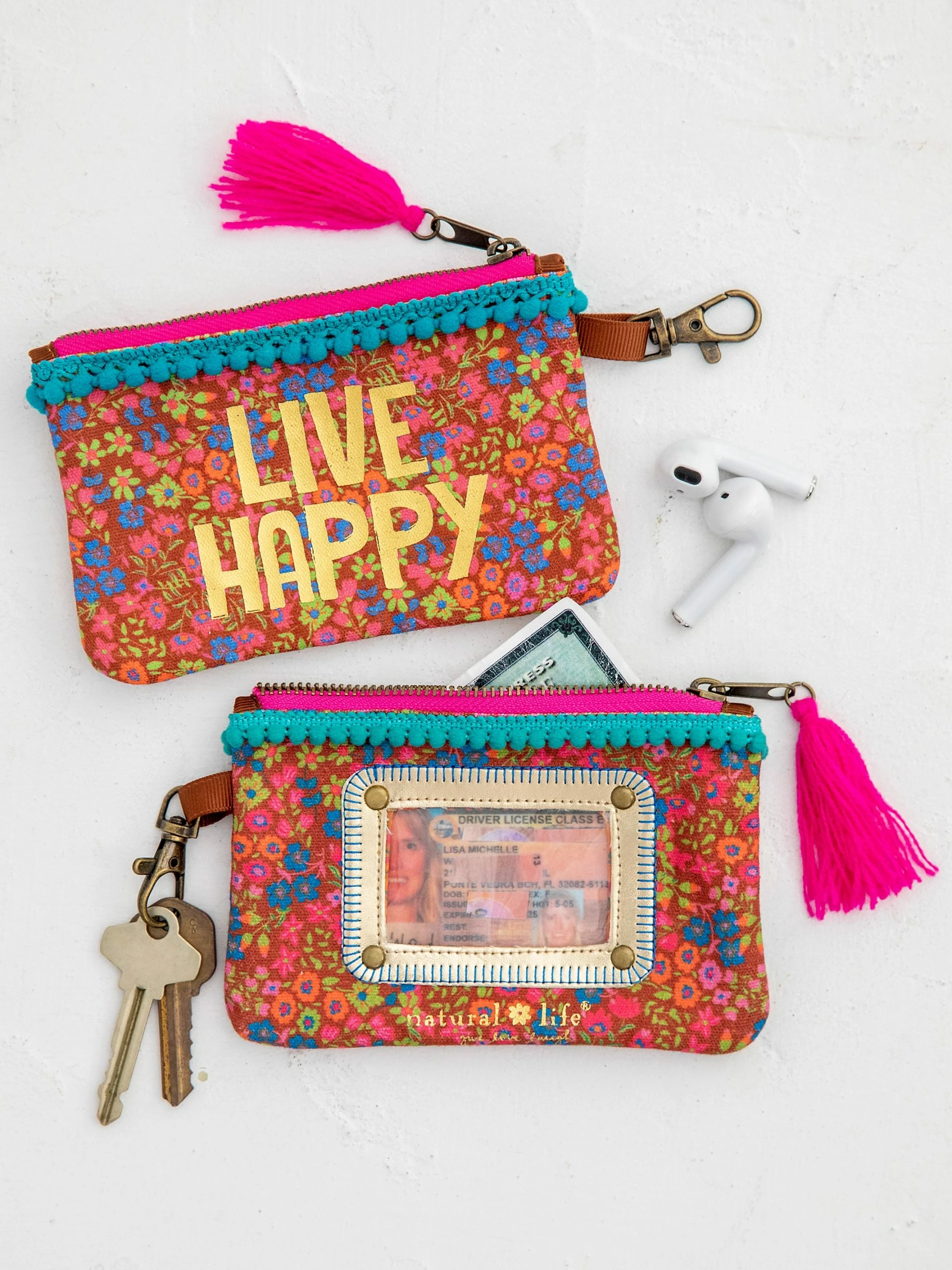 Natural Life ID Pouch - Live Happy 3 Natural Life ID Pouch - Live Happy
