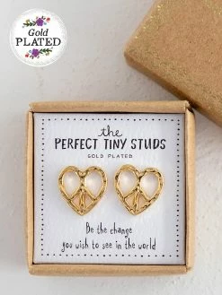 Natural Life Perfect Tiny Stud Earrings - Peace Heart