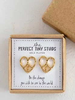 Natural Life Perfect Tiny Stud Earrings - Peace Heart -Natural Life Shop ERNG000024 google
