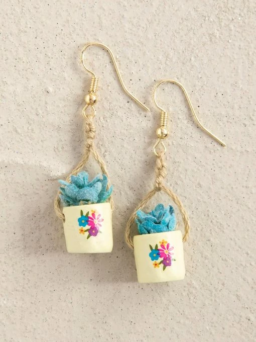 Natural Life Faux Succulent Earrings - Cream Flower -Natural Life Shop ERNG000027 1