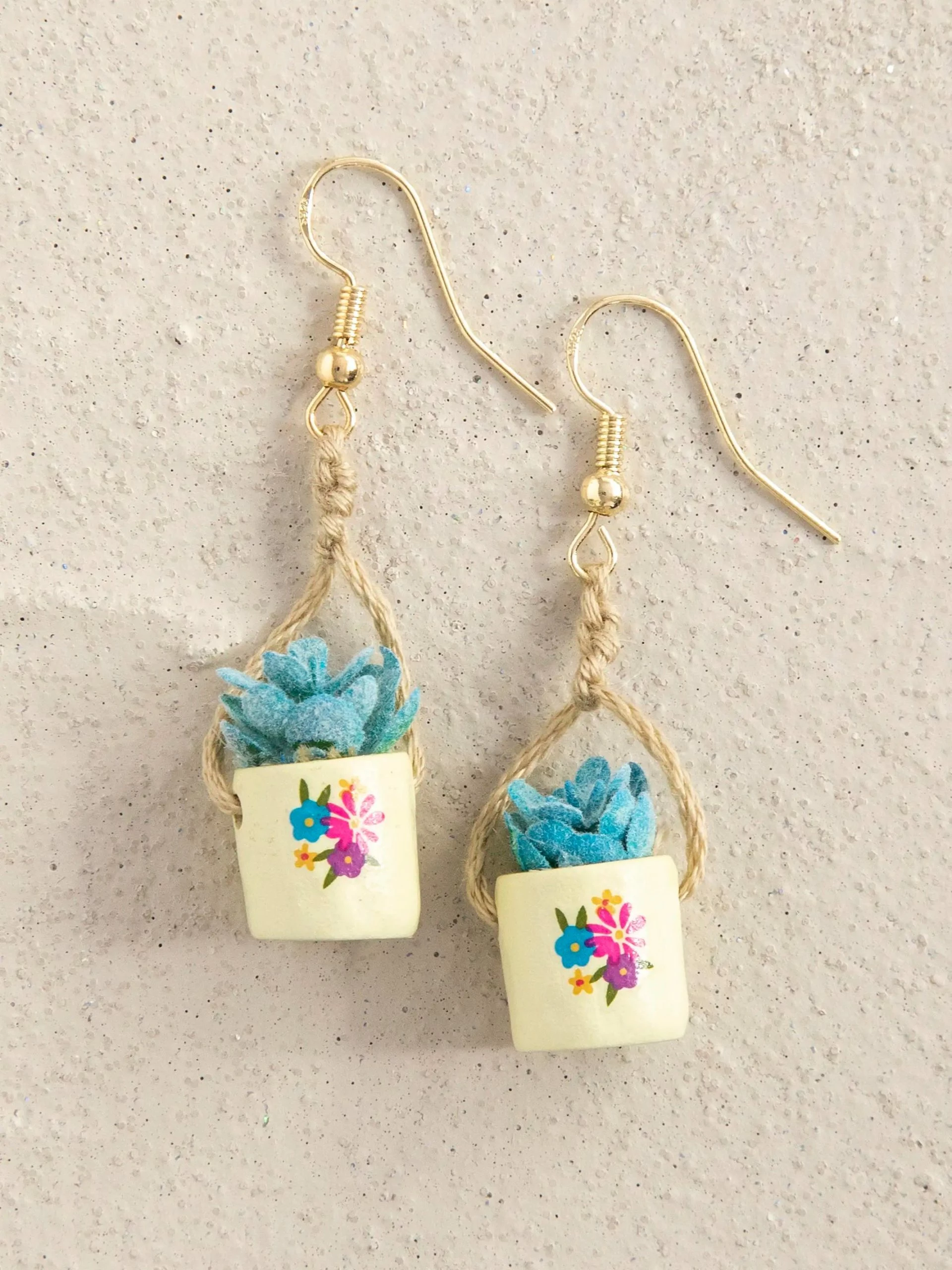 Natural Life Faux Succulent Earrings - Cream Flower 3 Natural Life Faux Succulent Earrings - Cream Flower