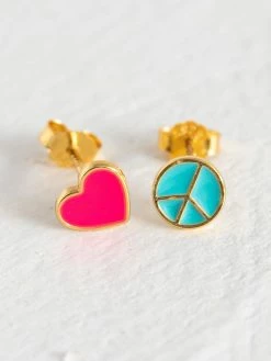 Natural Life Happy Little Stud Earrings - Peace Heart