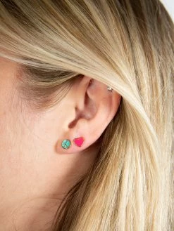 Natural Life Happy Little Stud Earrings - Peace Heart -Natural Life Shop ERNG110 2