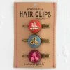 Natural Life Embroidered Button Hair Clips, Set Of 3 -Natural Life Shop Embroidered Hair Clip Set 20Red A2