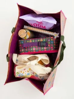 Natural Life Carry All Tote Bag - Floral Border -Natural Life Shop Floral Border Caryall Tote A1