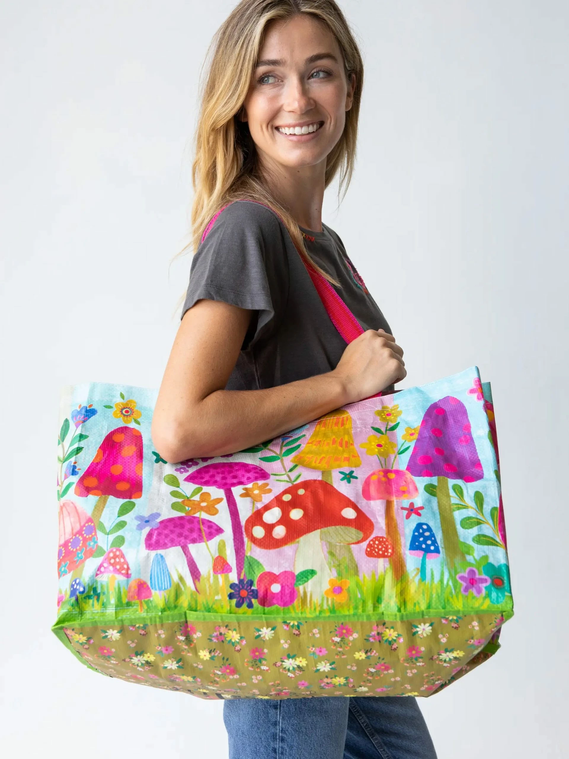Natural Life Laundry Traveling Moving Tote Bag - Mushroom 3 Natural Life Laundry Traveling Moving Tote Bag - Mushroom