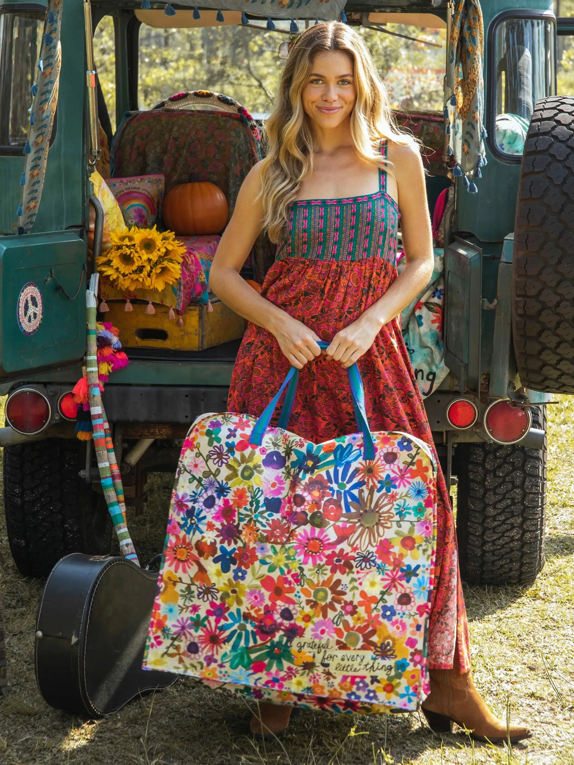 Natural Life XL Zip Tote Bag - Grateful 3 Natural Life XL Zip Tote Bag - Grateful