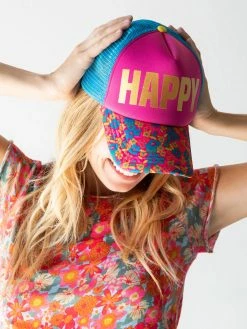 Natural Life Adjustable Trucker Hat - Happy