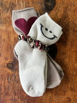 Natural Life Roll Top Socks, Set Of 2 Pairs - Heart Smile