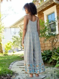 Natural Life Zoe Wide-Leg Jumpsuit - Cream Floral Border -Natural Life Shop JUMP315 A2