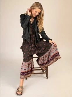 Natural Life Jamie V-Neck Jumpsuit - Mocha Tulip