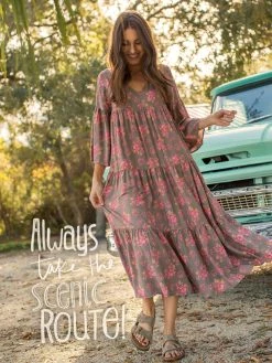 Natural Life Charlotte Midi Dress - Coral Floral