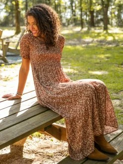 Natural Life Daisy Tiered Midi Dress - Rusty Floral -Natural Life Shop LHDRS1293 9c5f85ea 5cb3 4592 8415 dab7e24456cd