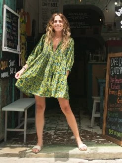 Natural Life Aimee Mini Tunic Dress - Blue Green Floral