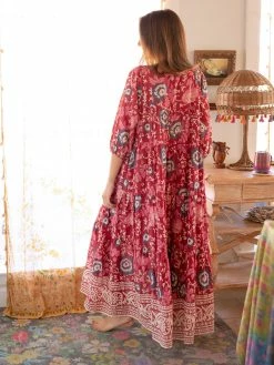 Natural Life Auguste Boho Maxi Dress - Red Pink Border 10 Natural Life Auguste Boho Maxi Dress - Red Pink Border -Natural Life Shop LHDRS1751 2