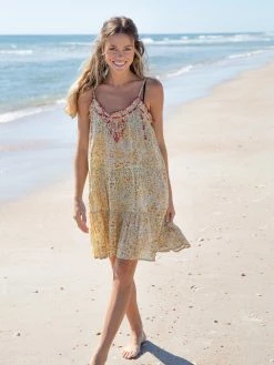 Natural Life Embroidered Harley Cover-Up - Pale Yellow Floral