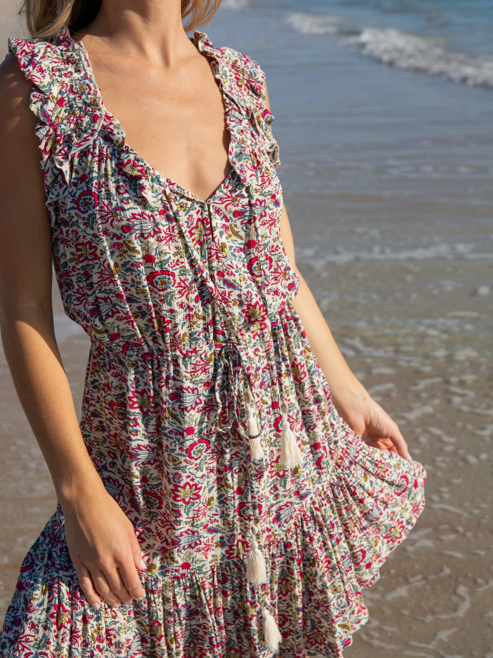 Natural Life Havana Nights Dress - Ivory Red Floral 4 Natural Life Havana Nights Dress - Ivory Red Floral - Image 2