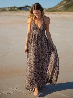 Natural Life Sandy Maxi Dress - Black Peach Floral