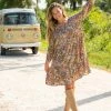 Natural Life Anita Tunic Dress - Tan Orange Floral -Natural Life Shop LHDRS2138