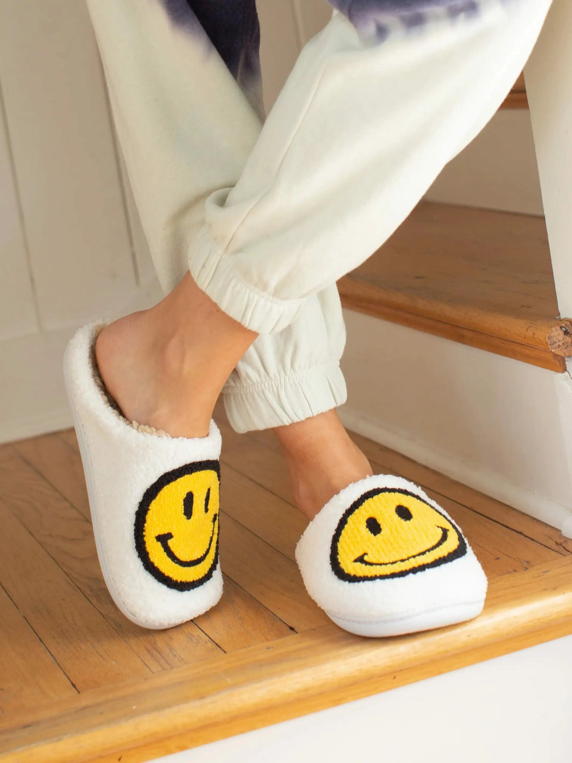 Natural Life Icon Sherpa Slippers - Smiley Face 6 Natural Life Icon Sherpa Slippers - Smiley Face - Image 4