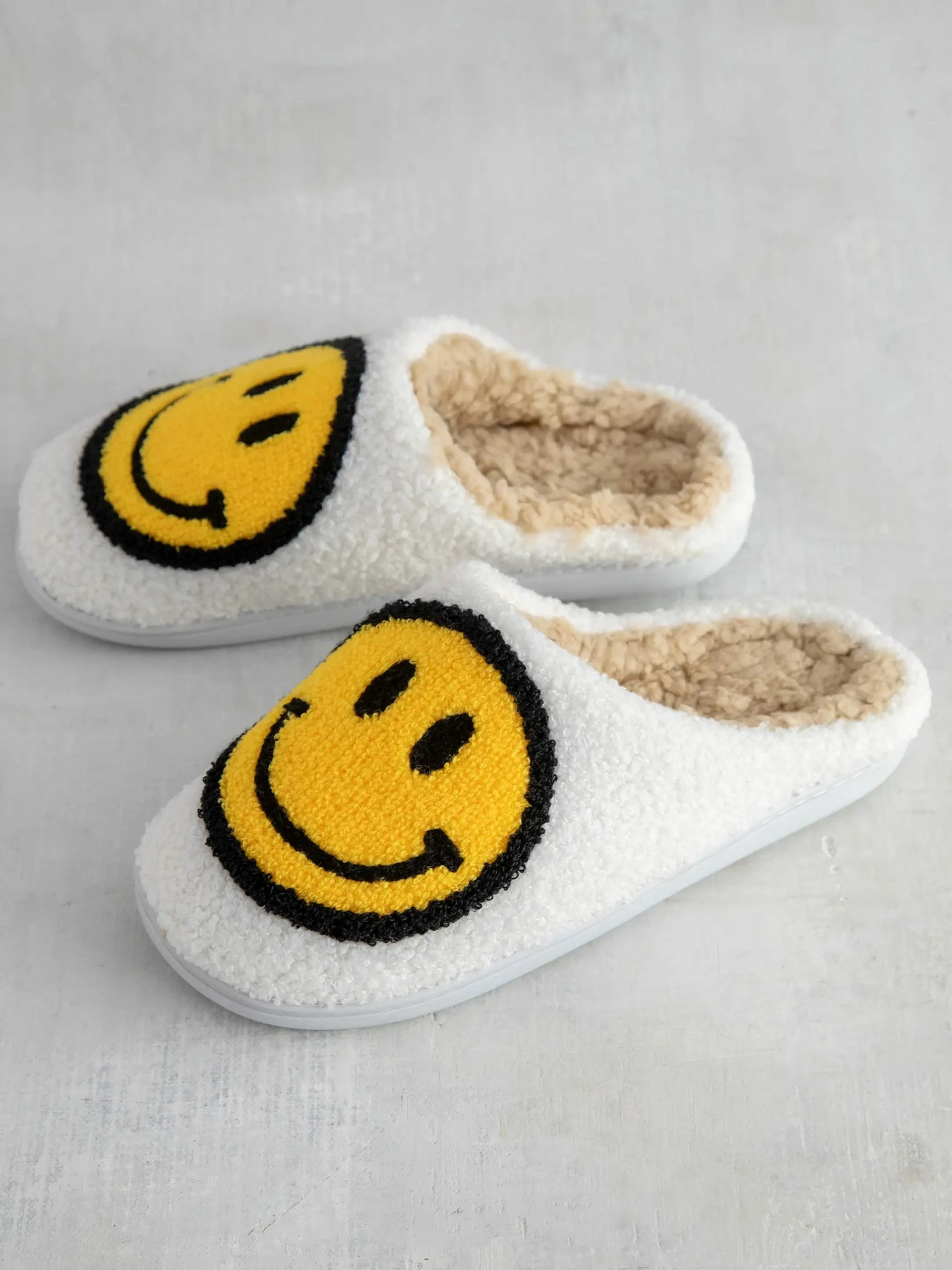 Natural Life Icon Sherpa Slippers - Smiley Face 5 Natural Life Icon Sherpa Slippers - Smiley Face - Image 3