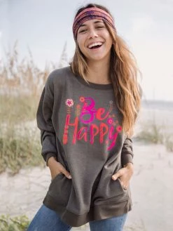 Natural Life Comfy Pocket Sweatshirt - Be Happy