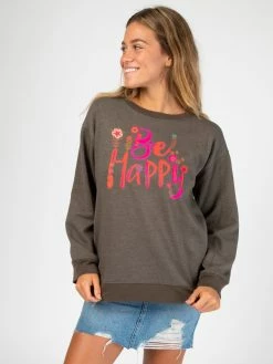 Natural Life Comfy Pocket Sweatshirt - Be Happy -Natural Life Shop Pocket Sweatshirt Be Happy a2
