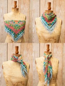 Natural Life 4-in-1 Scarf - Pink Teal Mandala -Natural Life Shop SCV000017 quad