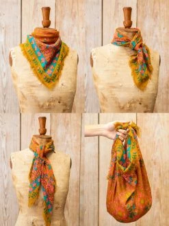 Natural Life 4-in-1 Scarf - Teal Goldenrod Mandala 13 Natural Life 4-in-1 Scarf - Teal Goldenrod Mandala -Natural Life Shop SCV000018 quad