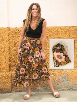 Natural Life Skirt-In-A-Bag - Orange Floral -Natural Life Shop SKRT237