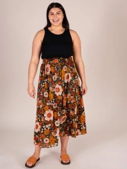 Natural Life Skirt-In-A-Bag - Orange Floral -Natural Life Shop SKRT237 Skirt in a Bag Orange Floral L XL