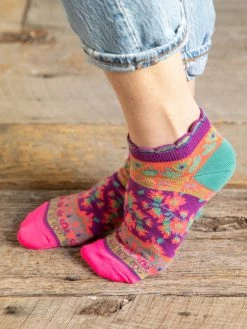 Natural Life Cozy Ankle Socks, Set Of 3 - Mustard Floral -Natural Life Shop SOCK000046 3